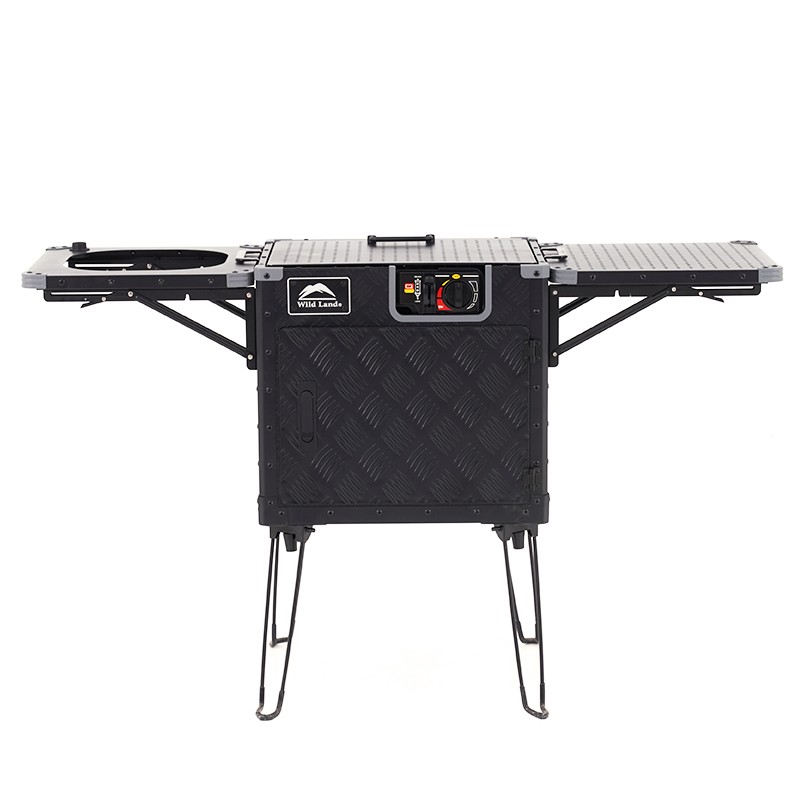 Cuisine De Camping TecTake Pliable Aluminium Avec Étagères Et Plan De Travail - Sac Transport Inclus