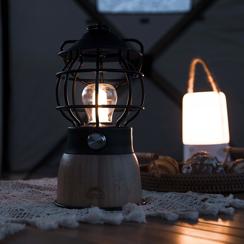 Lanterne De Camping Vintage LED à Piles – Style Rétro Cuivré, Lampe Suspendue
