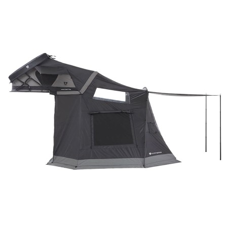 Annexe pour tente de toit Mighty Oak Light 165 grise Vickywood avec entrée se transformant en store