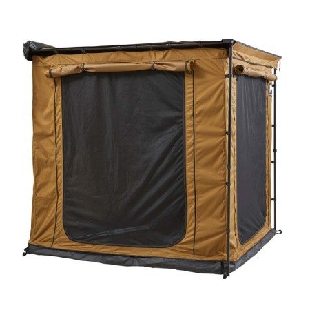 Tente annexe / tent-room, coloris camel,  adaptable sur marquise Vickywood accessoire pour tente de toit vue de 3/4