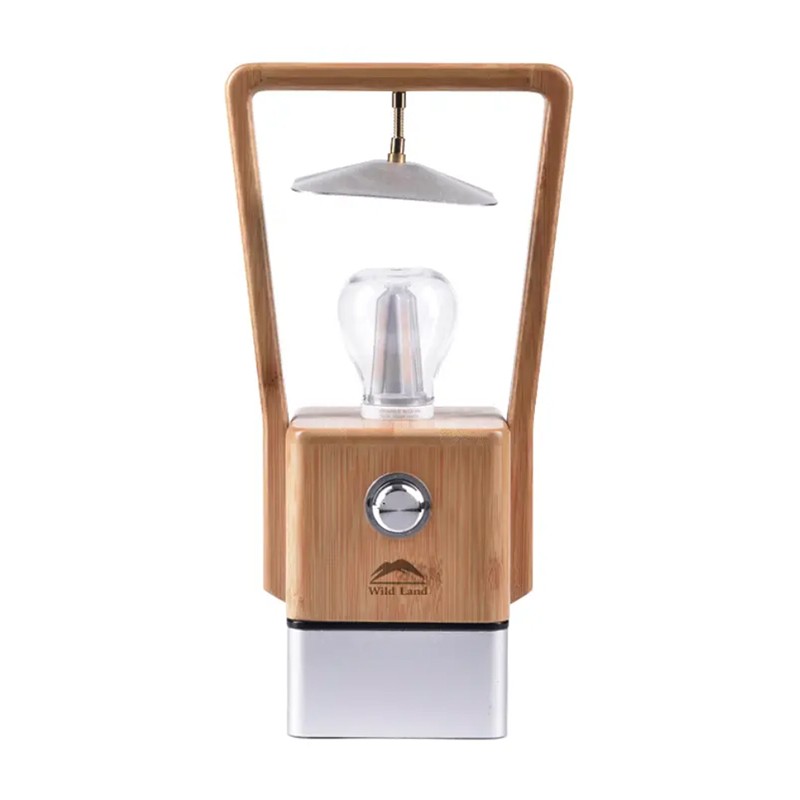 Lanterne LED Bamboo Light Wild Land lampe de camping portable sans fil powerbank vue de face