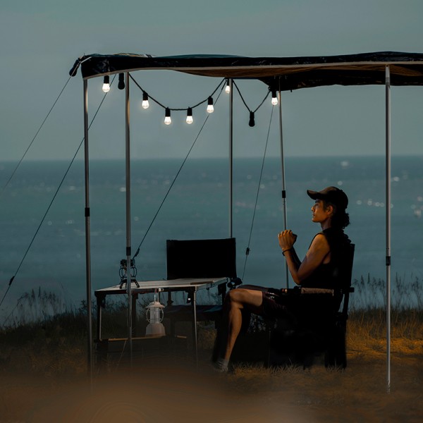 Guirlande LED lumière chaude WildLand avec haut-parleur bluetooth pour sortie en tente de toit avec store latéral