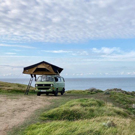 Vickywood Big Willow 160 camel Belle-Île Kombishop Bretagne VW T3 tente de toit familiale