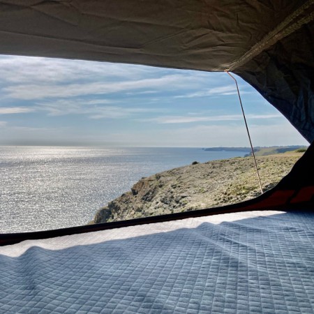 Tente de toit Big Willow 180 de Vickywood pliante camel 4 places sur volkswagen T3 mer