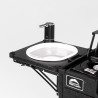 Cuisine de camping pliante et portable version pro Wild Land aluminium réchaud évier pompe électrique