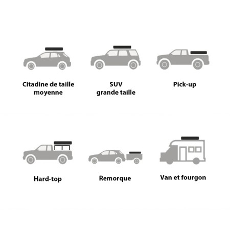 Tente de toit WildLand adaptées à la plupart des types de véhicules, van, fourgon, 4x4, SUV, citadine, berline ou break