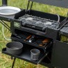 Cuisine de camping pliante et portable version pro Wild Land aluminium évier avec pompe rechargeable double feu
