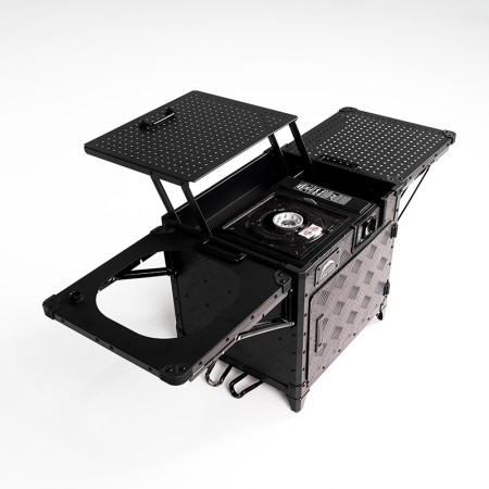 Cuisine de camping pliante et portable Wild Land aluminium réchaud évier vue dessus