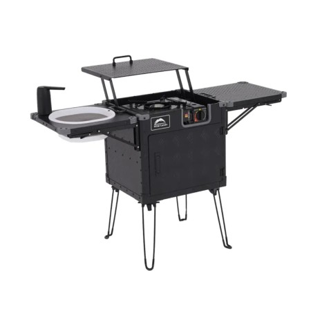 Cuisine de camping pliante et portable Wild Land aluminium réchaud évier pompe version pro