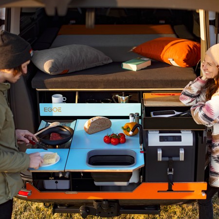 EGOE Kombishop malle de camping Nestbox Roamer 550 pour van et fourgon couple goals