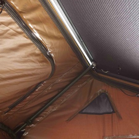 Tente de toit rigide aluminium 2 places Vickywood Cumaru Up 145 camel  bandeau LED inclus