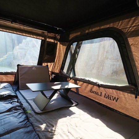 Wild Land tente de toit Sky Rover ouverture automatique toit rigide intérieur avec larges fenêtres