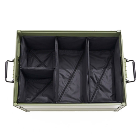 Storage Box Pro kaki - caisse de stockage 48 L bois et alu WildLand vanlife