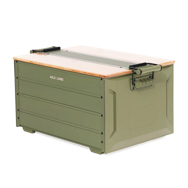 Storage Box Pro kaki - Boîte de stockage 48 L bois et alu WildLand