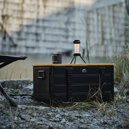 Storage Box Pro noir - Boîte de stockage 48 L bois et alu WildLand vanlife