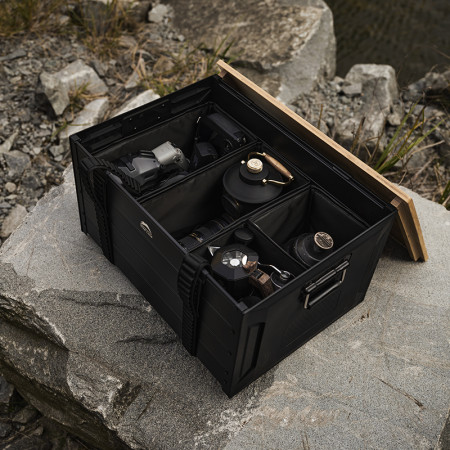 Storage Box Pro noir - Boîte de stockage 48 L bois et alu WildLand stockage sain du matériel
