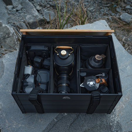 Storage Box Pro noir - Boîte de stockage 48 L bois et alu WildLand stockage au sec