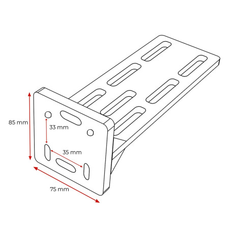 VW-SA20E-27L-GY Auvent latéral 270° Leaf Extended GAUCHE 200 cm Gris - Vickywood dimensions fixation