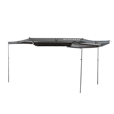 VW-SA25E-27L-GY Auvent latéral 270° Leaf Extended GAUCHE 250 cm Gris - Vickywood avec pieds en place