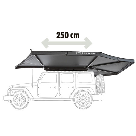 Auvent latéral 270° Leaf Extended GAUCHE 250 cm Gris - Vickywood VW-SA25E-27L-GY accessoire pour camping en voiture