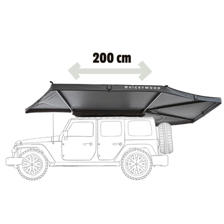 Auvent latéral 270° Leaf Extended GAUCHE 200 cm Gris - Vickywood VW-SA20E-27L-GY accessoire diéal camping en voiture