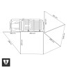 VW-SA25E-27L-GY Auvent latéral 270° Leaf Extended GAUCHE 250 cm Gris - Vickywood dimensions et schéma