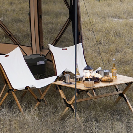 Table de camping pliante Wild Land en bambou avec chaises pour salon de jardin WL-CHC-FU-PBT