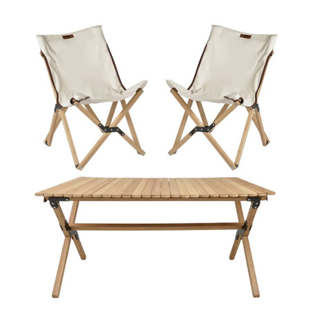 Table de camping pliante Wild Land en bambou idéal pour pique nique en bivouac WL-CHC-FU-PBT