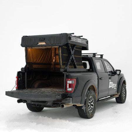 WinTopper - Couvre-benne électrique multifonction pour pick-up – WildLand PickupMate 2e niveau ouvert