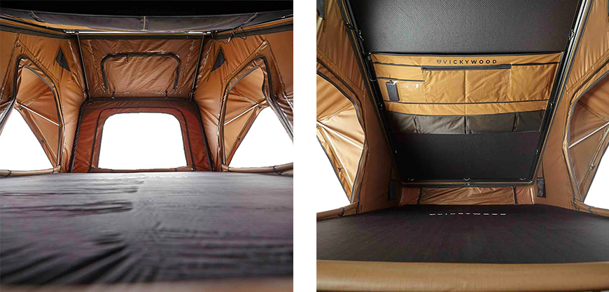 Tente de toit Vickywood Cumaru Up 145 camel intérieur